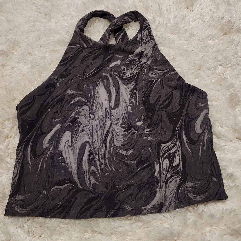ABERCROMBIE AND FITCH Women's Contour Cross-Back Workout Tank Marble Sz. Small